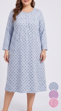 Nightgown with pocket – small heart print fleece – Assortment: M, L, XL, 2XL, and 3XL