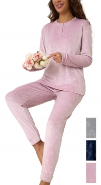 Heart-print velour pajamas M L XL 2XL 3XL