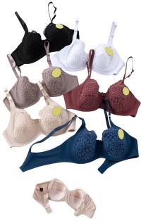 Embroidered lace padded bra, C-cup
