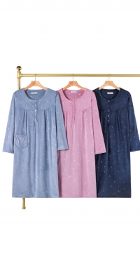 Nightgown with pocket – heart-print fleece –  M L 2XL 3XL