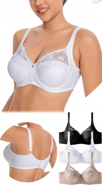 Embroidered underwired D-cup support bra